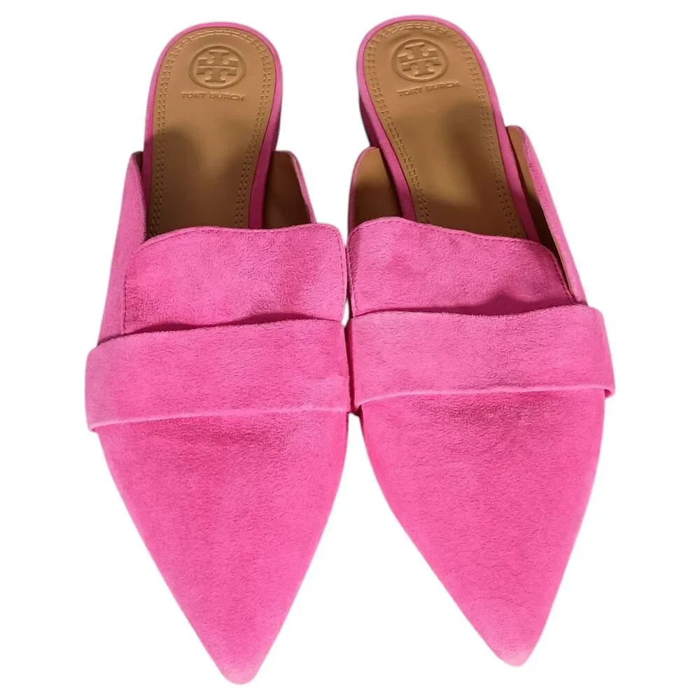 Tory Burch Rosalind Mule Lancaster Suede Crazy Pink Slides Shoes Womens 11 M